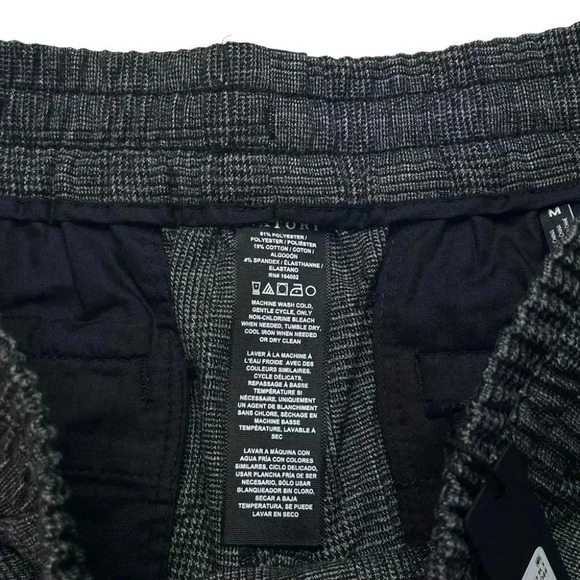 Natori Dogen Charcoal Herringbone Plaid Mens Sweatpants Size Medium - Picture 8 of 13